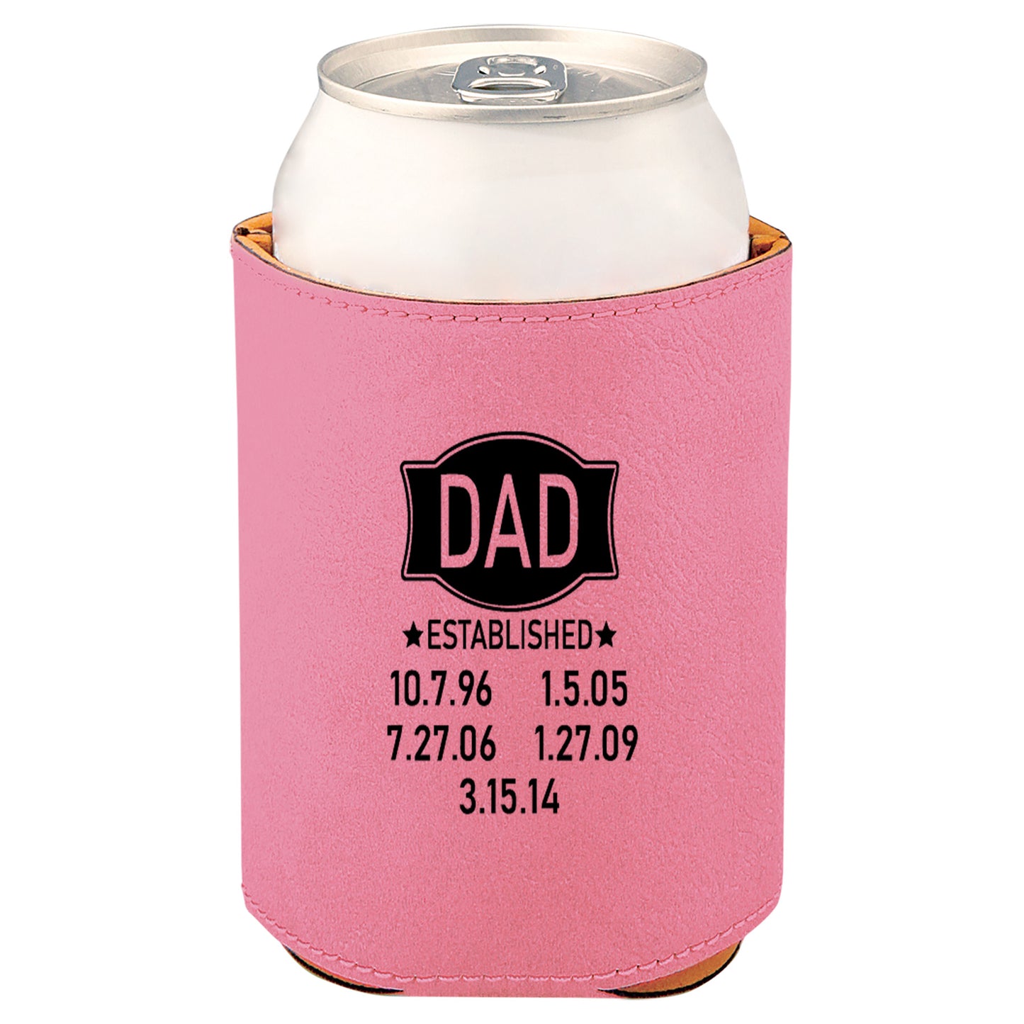 Dad Established Leatherette Koosie-Pink