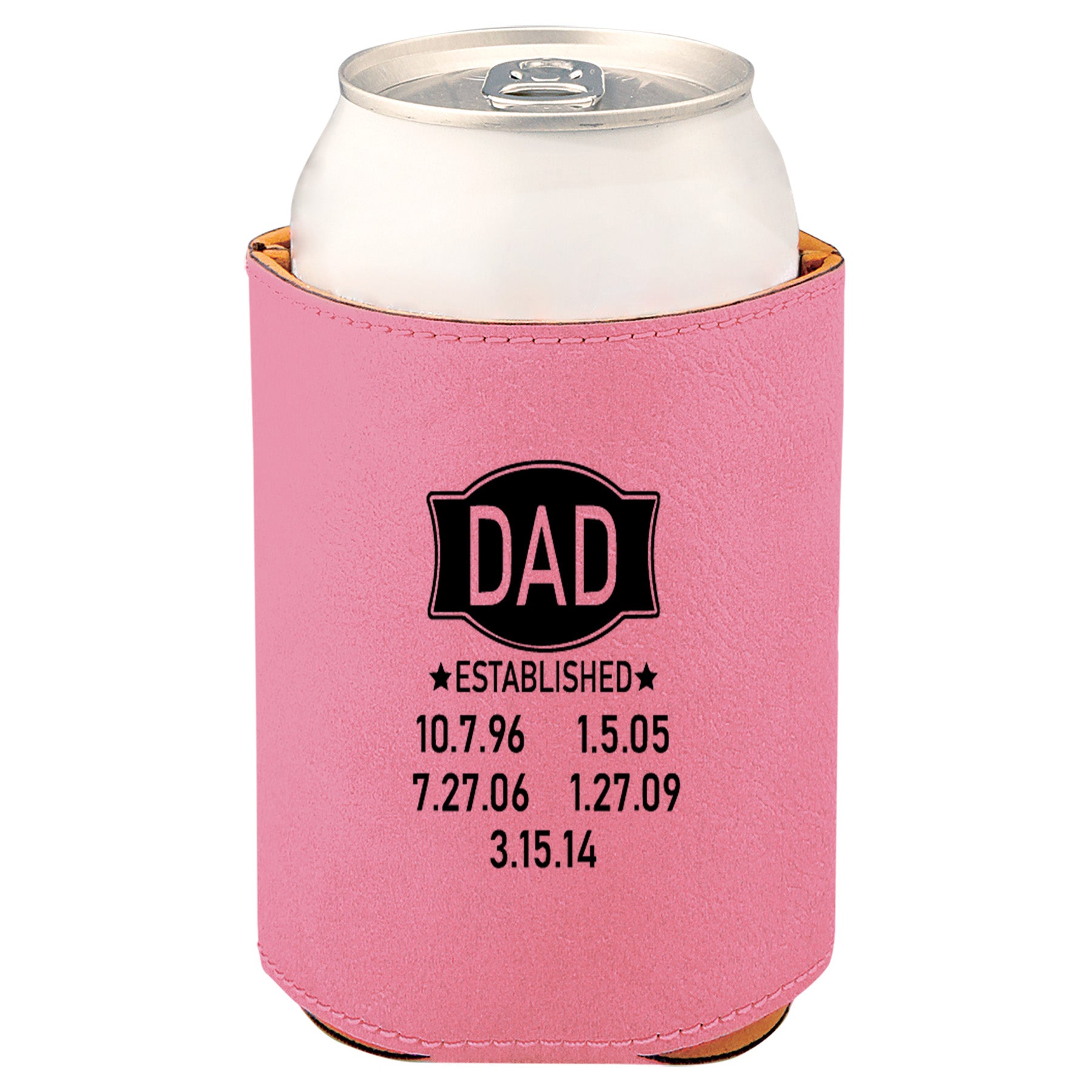 Dad Established Leatherette Koosie-Pink