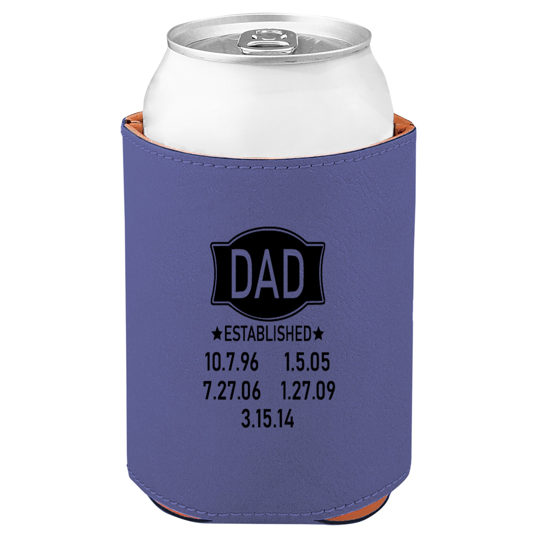 Dad Established Leatherette Koosie-Purple