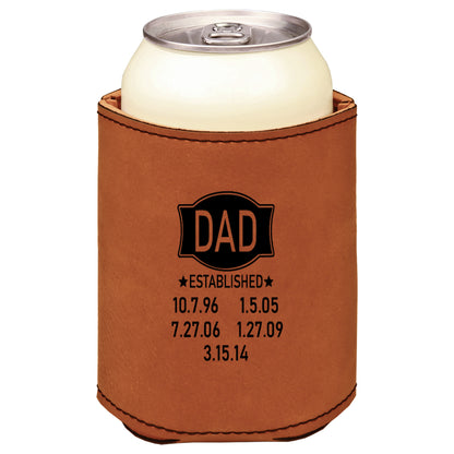 Dad Established Leatherette Koosie-Rawhide