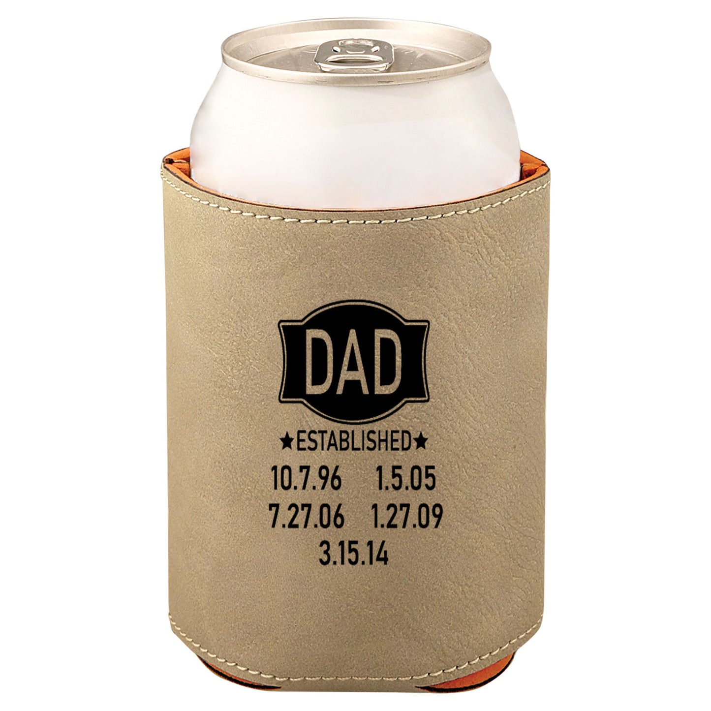 Dad Established Leatherette Koosie-Tan