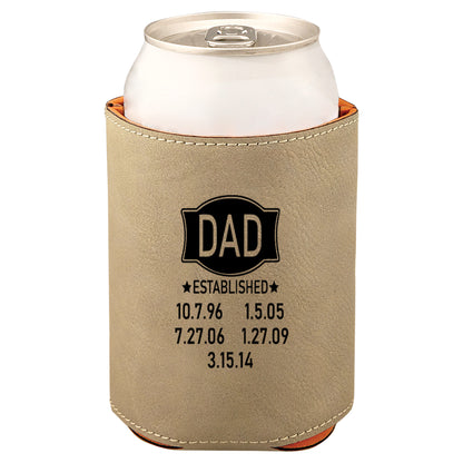 Dad Established Leatherette Koosie-Tan