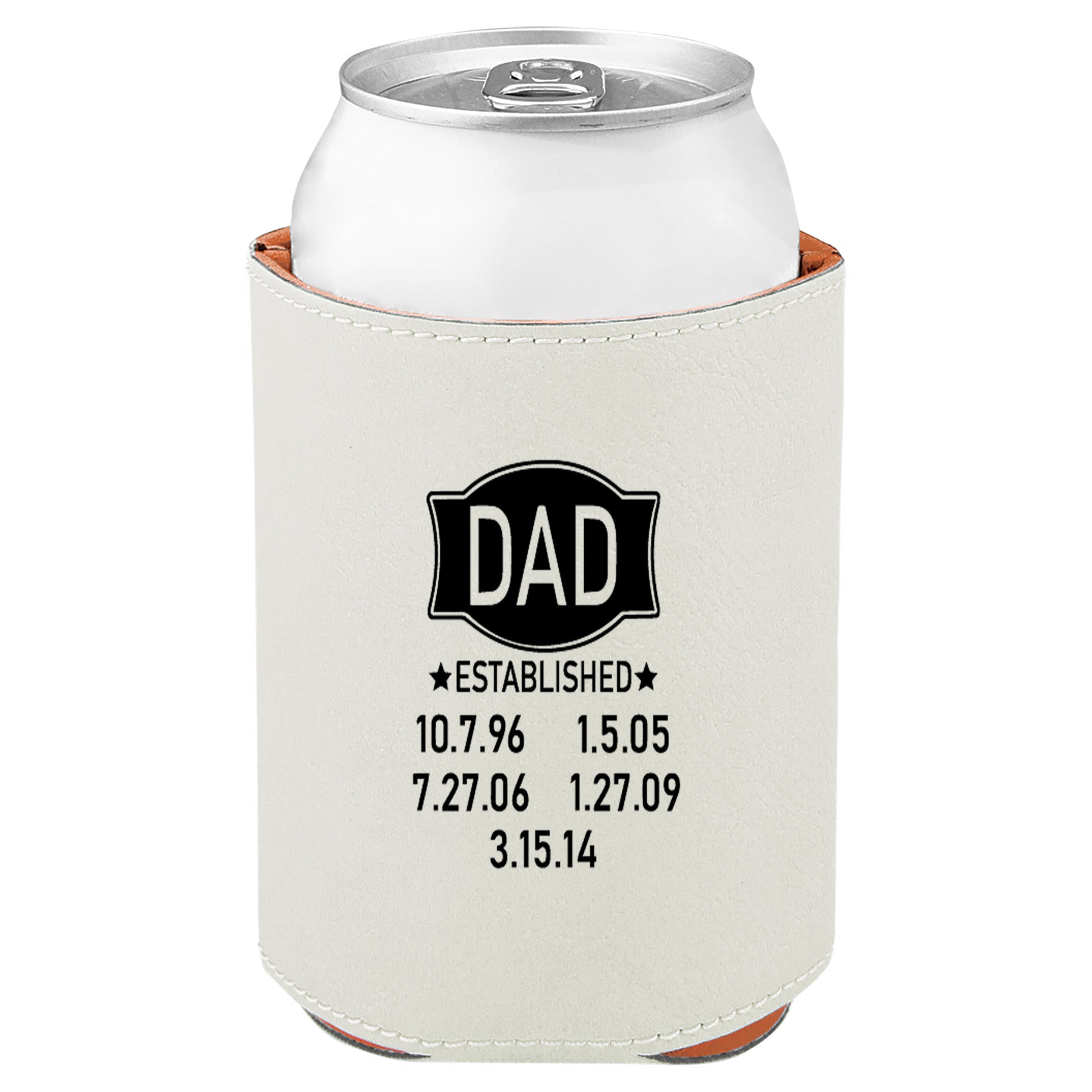Dad Established Leatherette Koosie-White