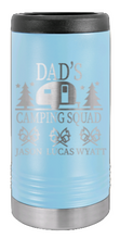 Load image into Gallery viewer, Dad&#39;s Camping Squad Laser Engraved Slim Can Insulated Koosie
