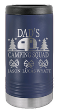 Load image into Gallery viewer, Dad&#39;s Camping Squad Laser Engraved Slim Can Insulated Koosie
