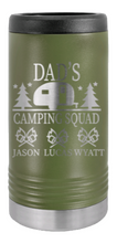 Load image into Gallery viewer, Dad&#39;s Camping Squad Laser Engraved Slim Can Insulated Koosie
