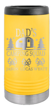 Load image into Gallery viewer, Dad&#39;s Camping Squad Laser Engraved Slim Can Insulated Koosie
