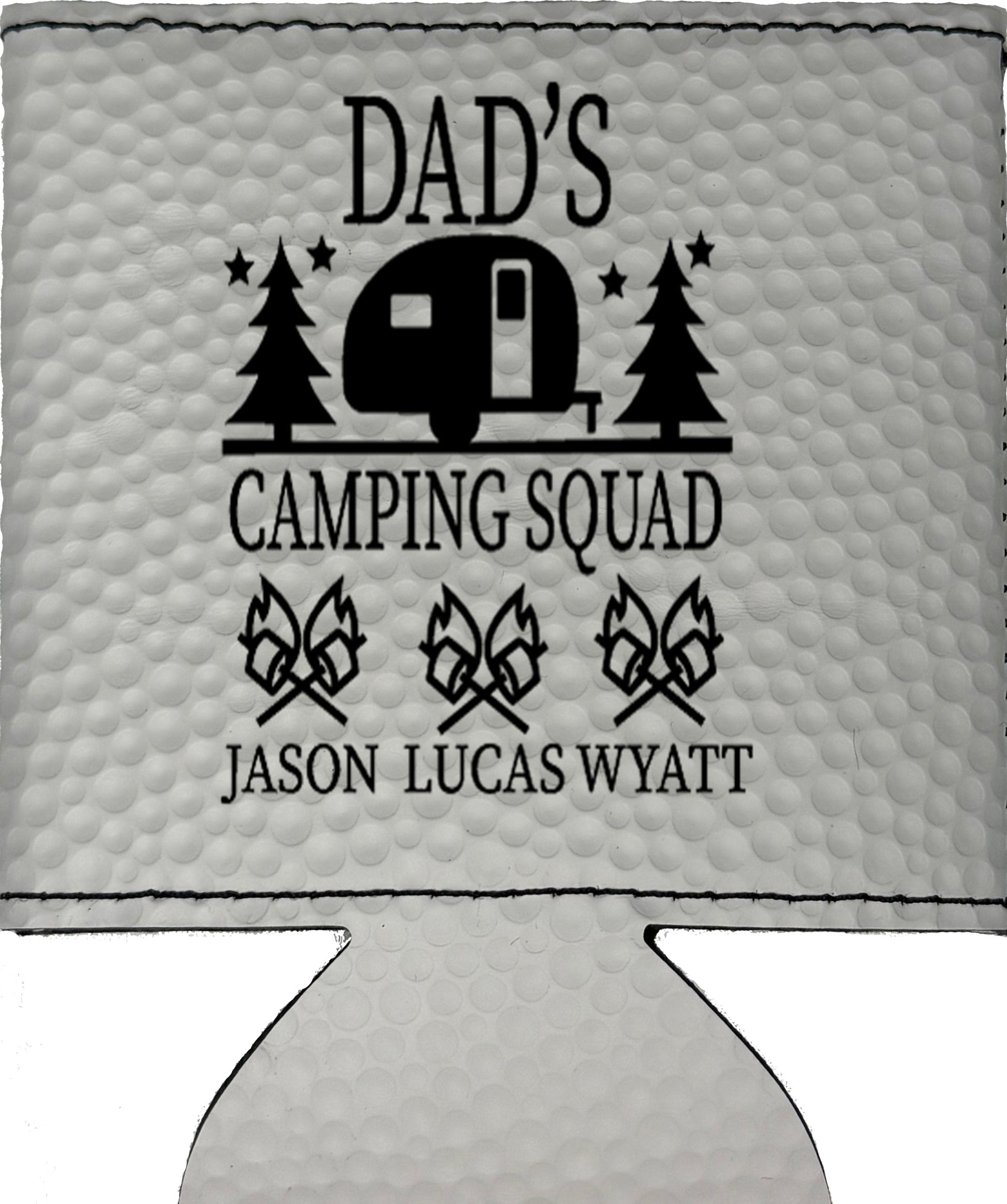 Dad's Camping Squad Magnetic Leather Koozie-Golf Ball