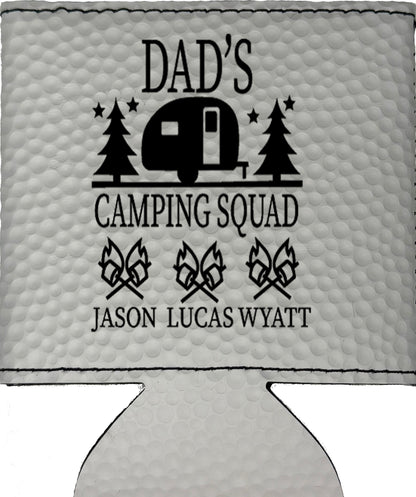 Dad's Camping Squad Magnetic Leather Koozie-Golf Ball