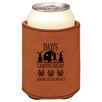 Dad's Camping Squad Leatherette Koosie-Rawhide