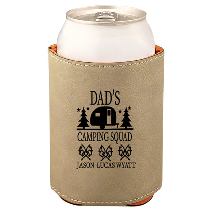 Dad's Camping Squad Leatherette Koosie-Tan