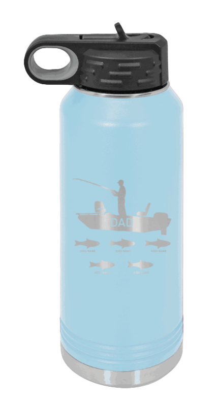 Dad's Fishing  - 32oz Water Bottle Laser Engraved- Light Blue