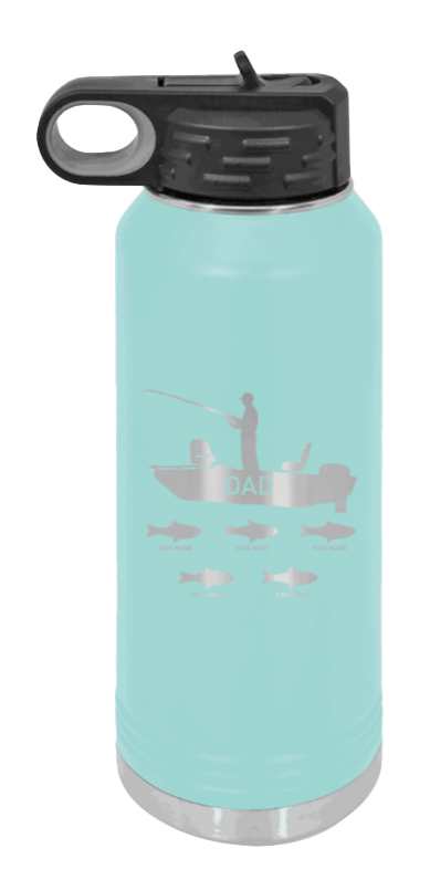 Dad's Fishing  - 32oz Water Bottle Laser Engraved- Teal