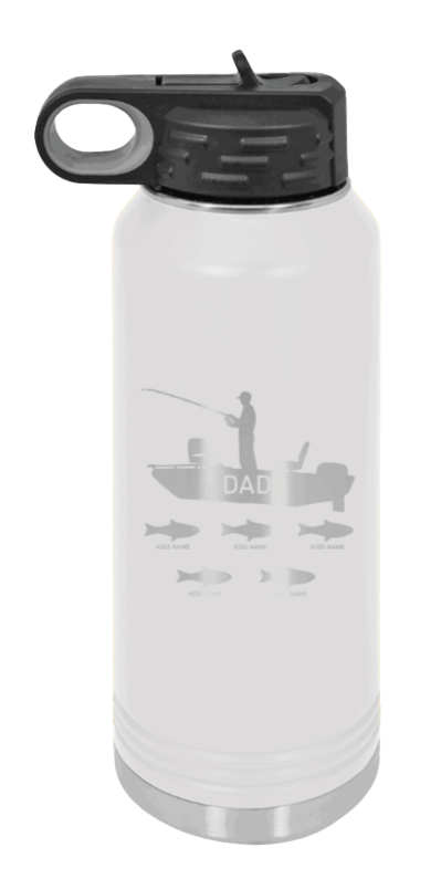 Dad's Fishing  - 32oz Water Bottle Laser Engraved- White