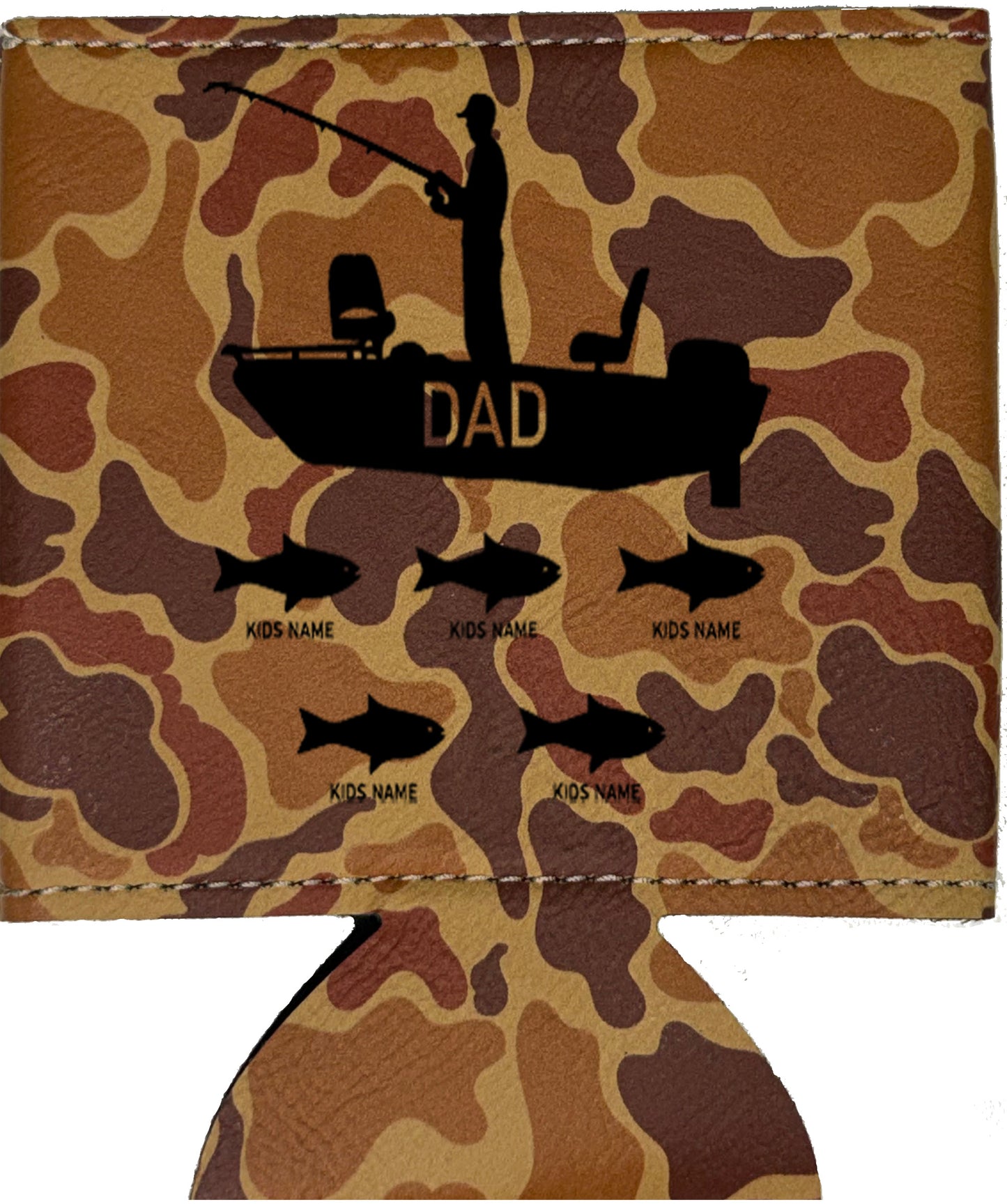 Dad's Fishing Boat Leatherette Koosie-Drake Duck Camo
