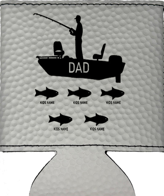 Dad's Fishing Boat Magnetic Leather Koozie-Golf Ball