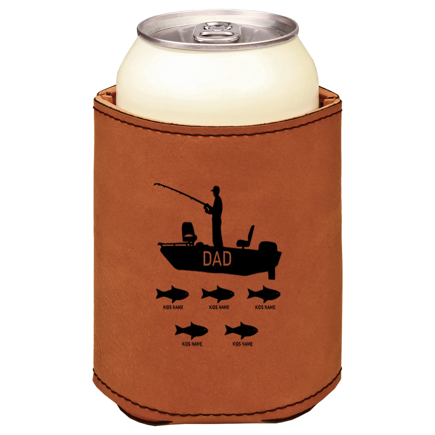 Dad's Fishing Boat Leatherette Koosie-Rawhide