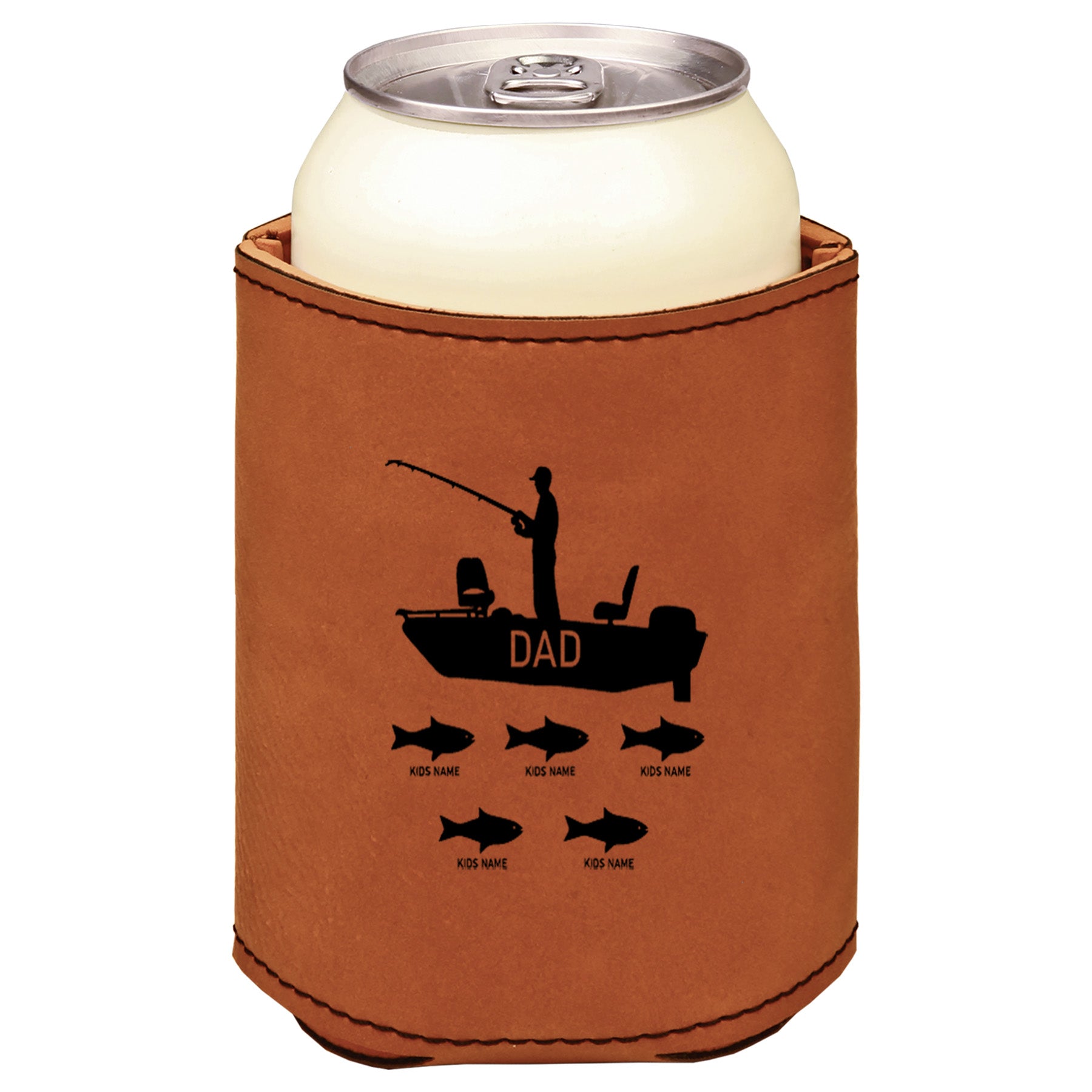 Dad's Fishing Boat Leatherette Koosie-Rawhide