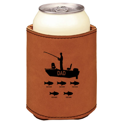 Dad's Fishing Boat Leatherette Koosie-Rawhide