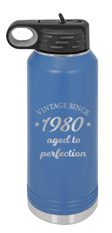Aged To Perfection - 32oz Water Bottle Laser Engraved- Royal Blue