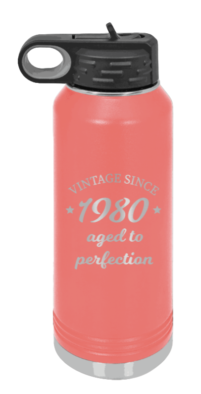 Aged To Perfection - 32oz Water Bottle Laser Engraved- Coral