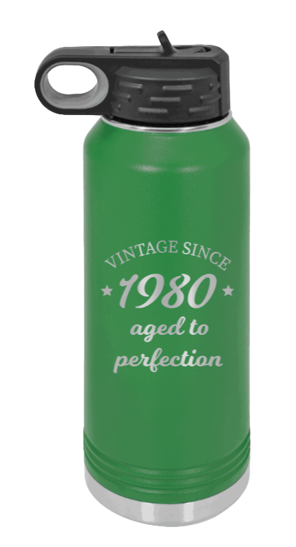 Aged To Perfection - 32oz Water Bottle Laser Engraved- Green