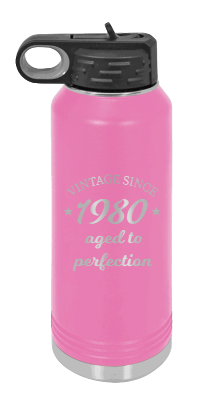 Aged To Perfection - 32oz Water Bottle Laser Engraved- Pink