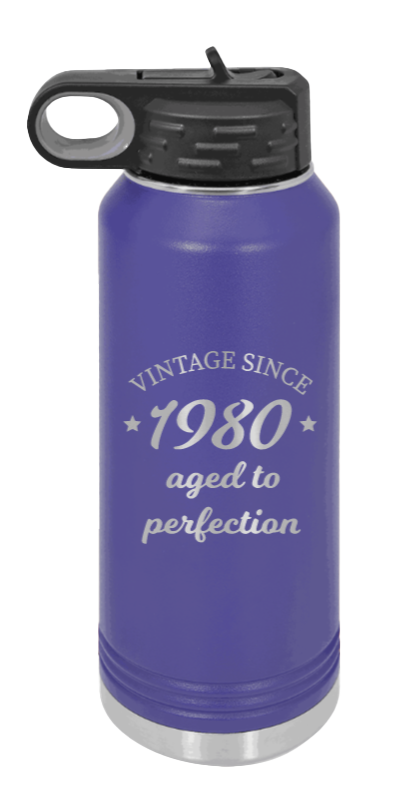 Aged To Perfection - 32oz Water Bottle Laser Engraved- Purple