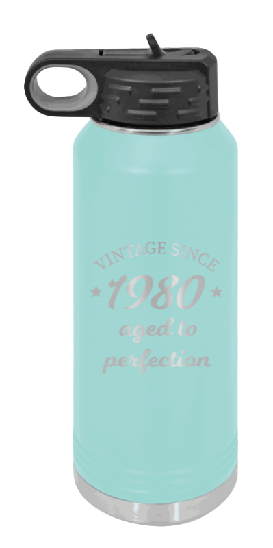 Aged To Perfection - 32oz Water Bottle Laser Engraved- Teal