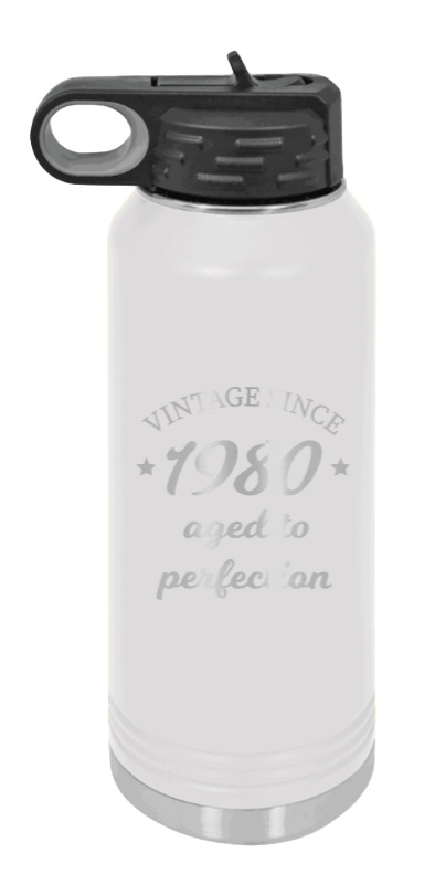Aged To Perfection - 32oz Water Bottle Laser Engraved- White