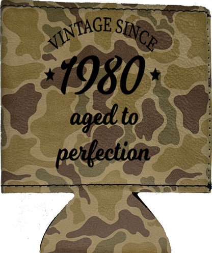 Aged To Perfection Magnetic Leather Koozie-Duck Camo