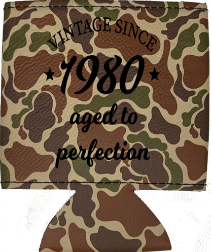 Aged To Perfection Magnetic Leather Koozie-Fowl Play Camo