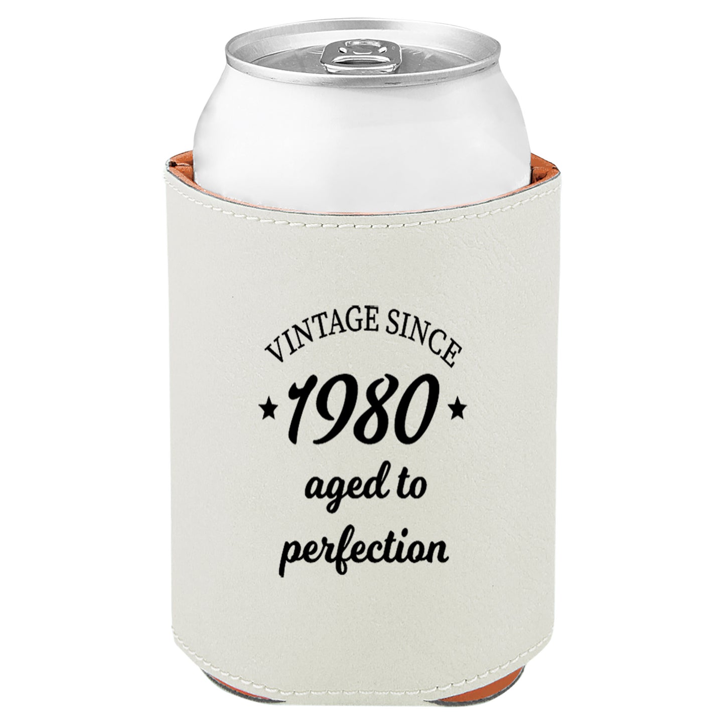 Aged To Perfection Leatherette Koosie-White