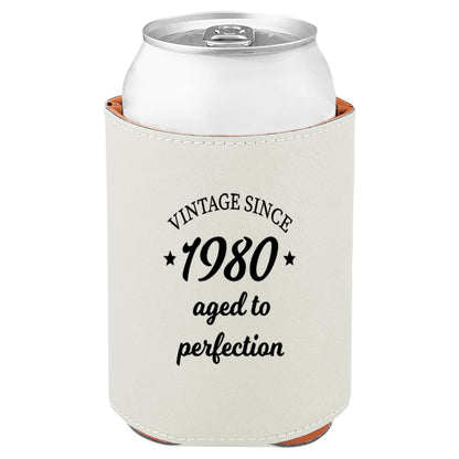 Aged To Perfection Leatherette Koosie-White