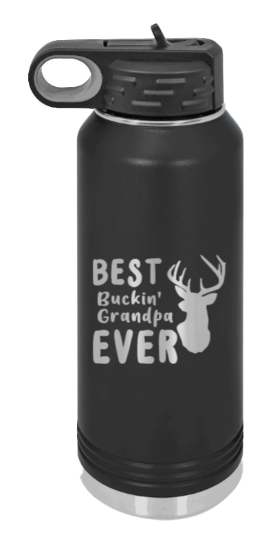Best Buckin' Grandpa - 32oz Water Bottle Laser Engraved- Black