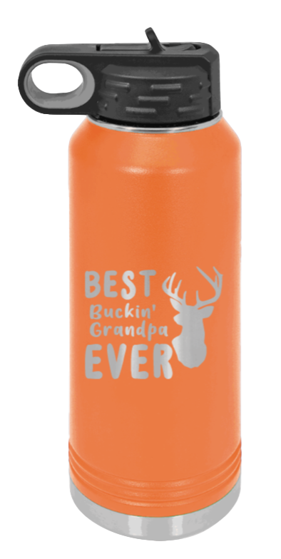 Best Buckin' Grandpa - 32oz Water Bottle Laser Engraved- Orange