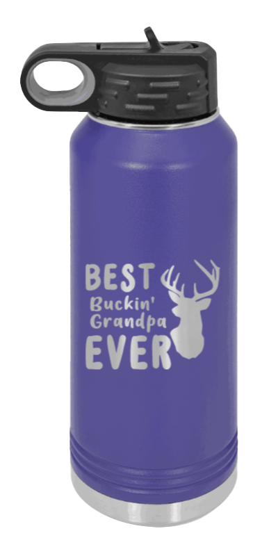 Best Buckin' Grandpa - 32oz Water Bottle Laser Engraved- Purple