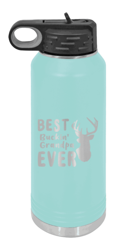 Best Buckin' Grandpa - 32oz Water Bottle Laser Engraved- Teal