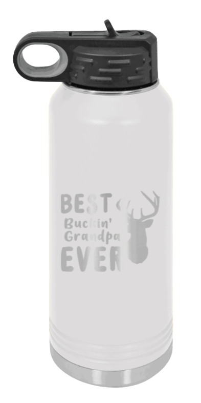 Best Buckin' Grandpa - 32oz Water Bottle Laser Engraved- White
