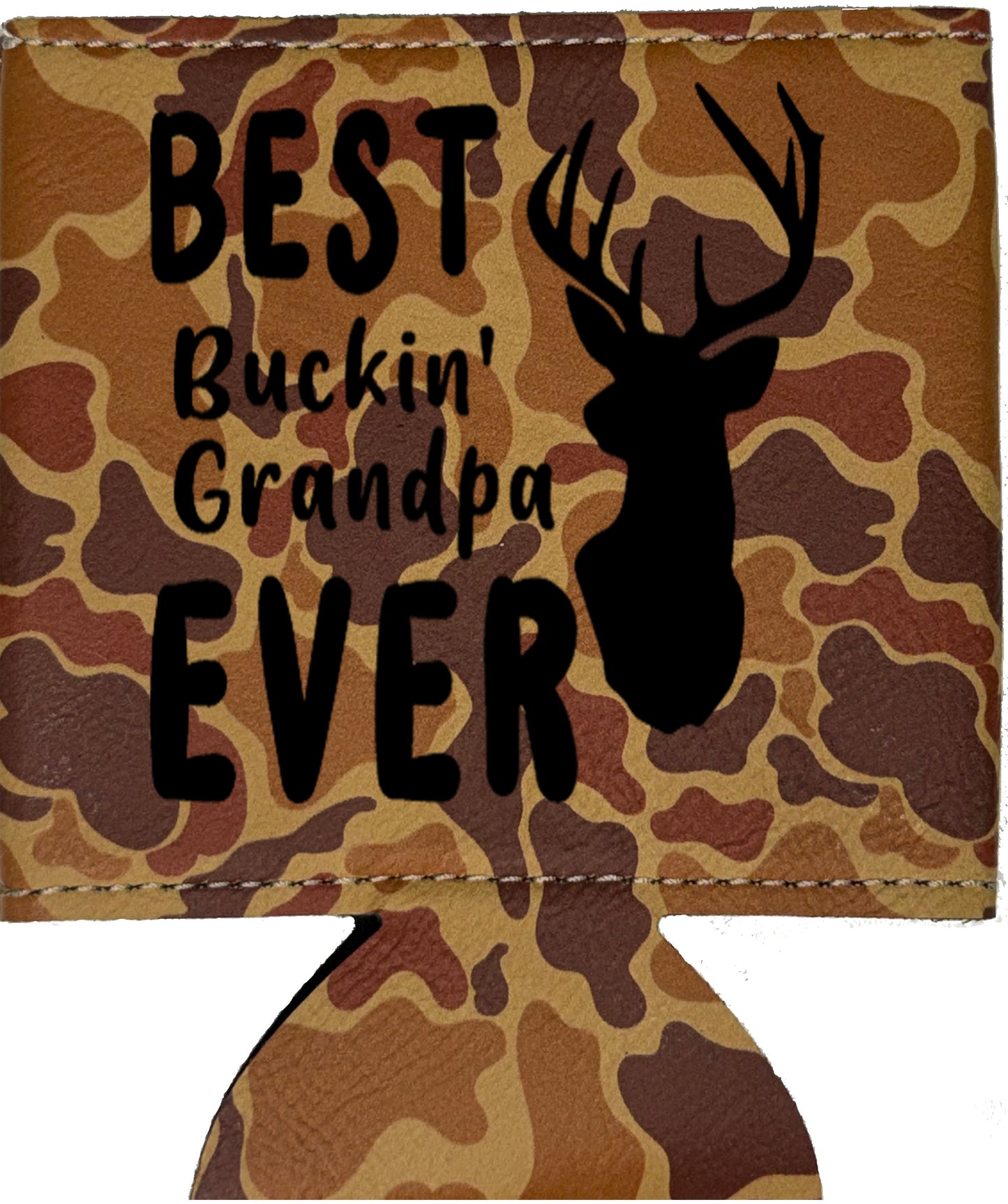 Best Buckin' Grandpa Leatherette Koosie-Drake Duck Camo
