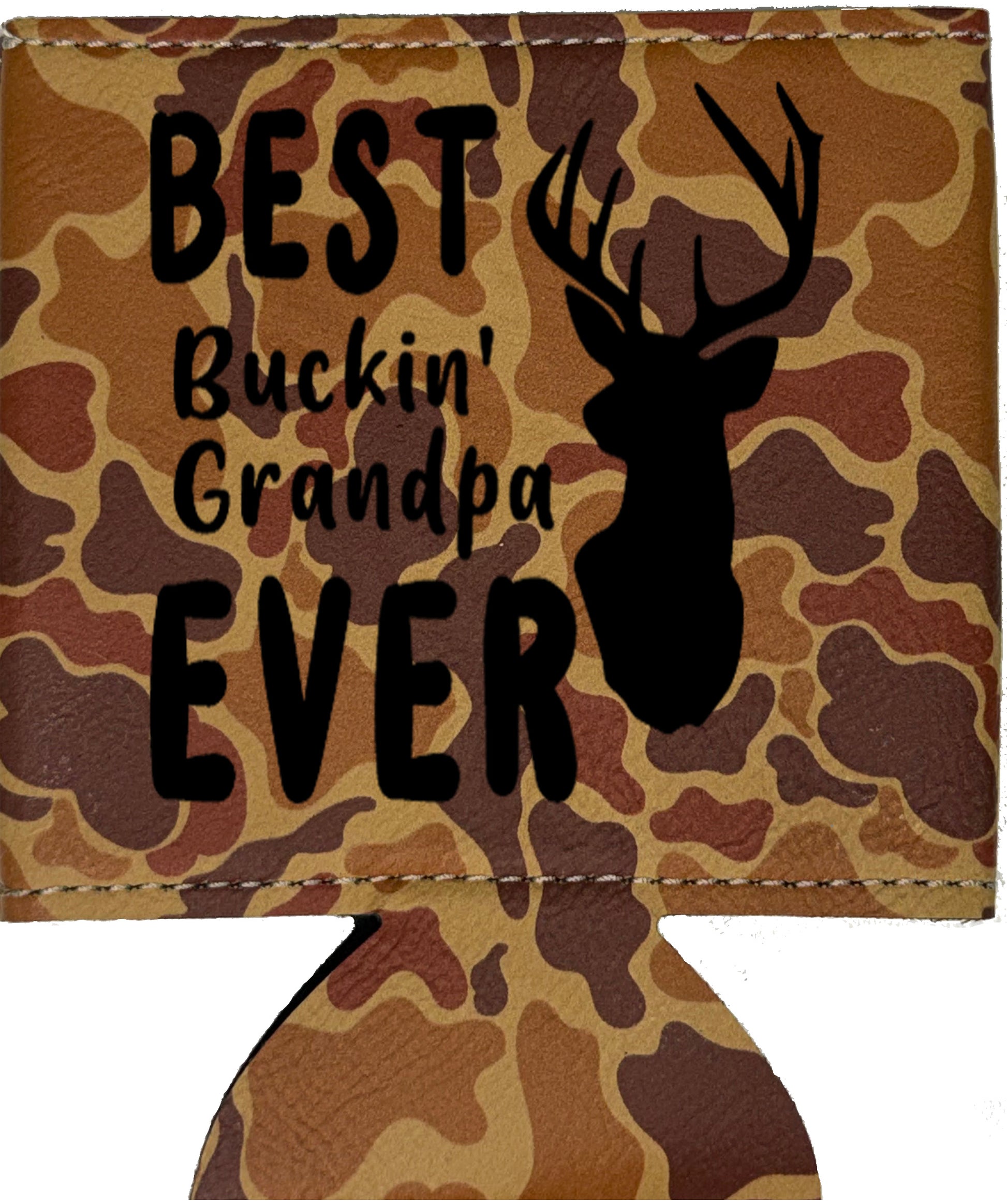 Best Buckin' Grandpa Leatherette Koosie-Drake Duck Camo