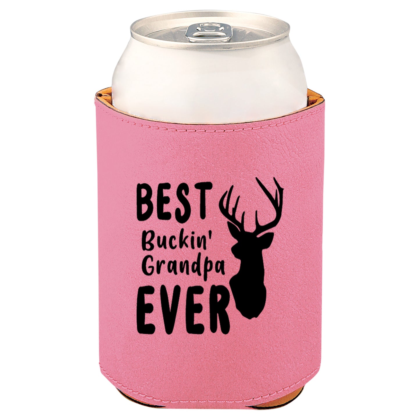 Best Buckin' Grandpa Leatherette Koosie-Pink