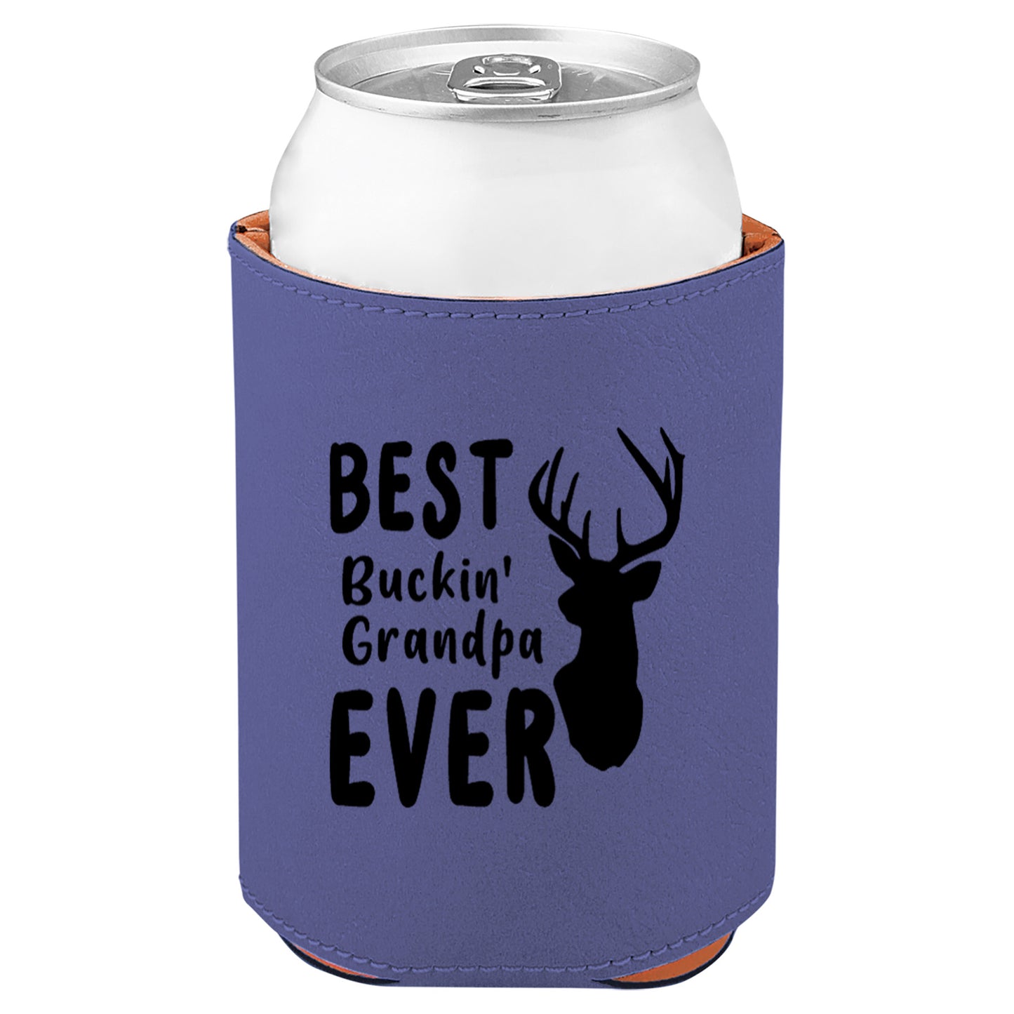 Best Buckin' Grandpa Leatherette Koosie-Purple