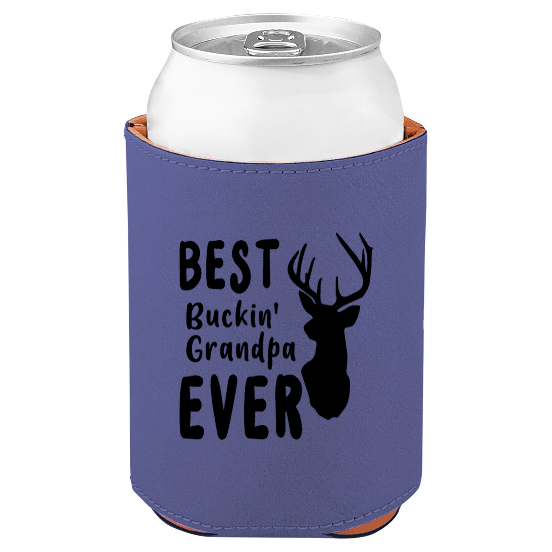 Best Buckin' Grandpa Leatherette Koosie-Purple