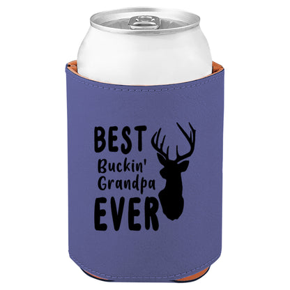 Best Buckin' Grandpa Leatherette Koosie-Purple