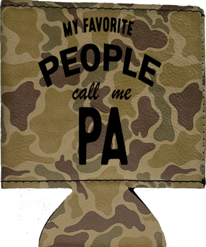 My Favorite People Call Me Pa Magnetic Leather Koozie-Duck Camo