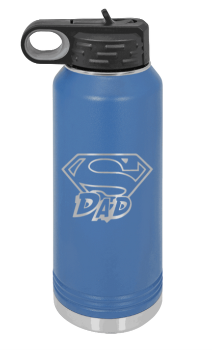 Super Dad - 32oz Water Bottle Laser Engraved- Royal Blue