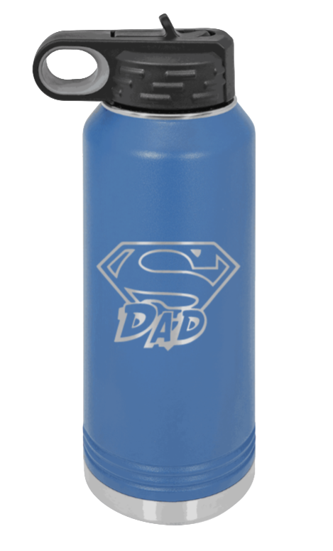 Super Dad - 32oz Water Bottle Laser Engraved- Royal Blue