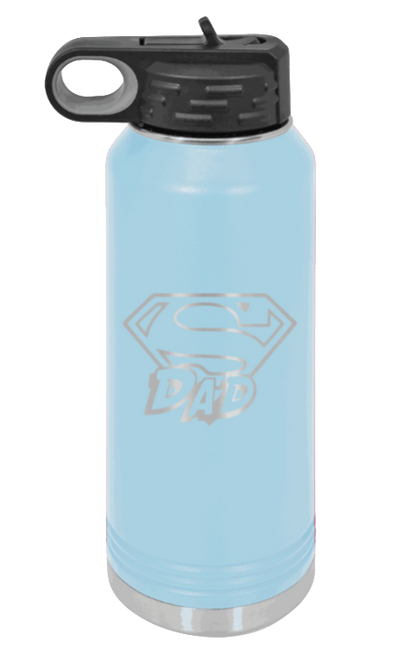 Super Dad - 32oz Water Bottle Laser Engraved- Light Blue