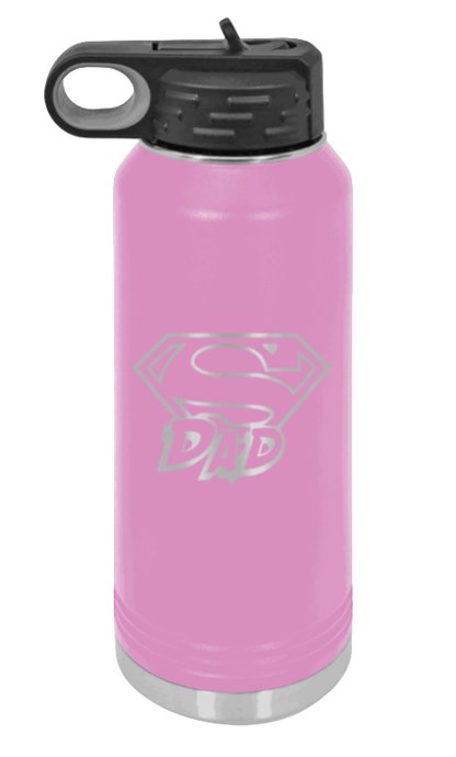 Super Dad - 32oz Water Bottle Laser Engraved- Light Purple